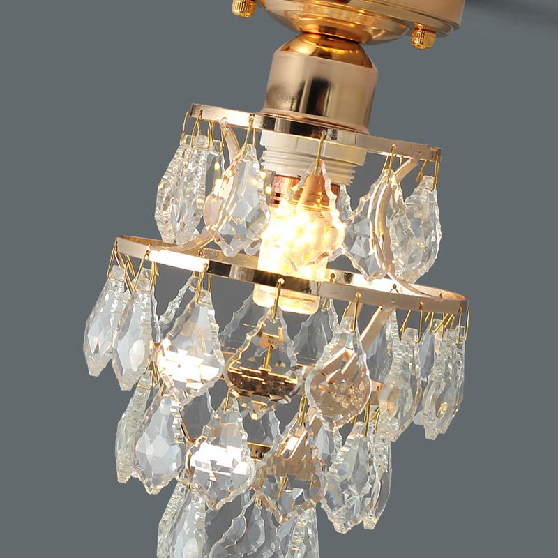 Modern Simple Crystal Ceiling Light Cylinder Shape Ceiling Lamp for Bedroom