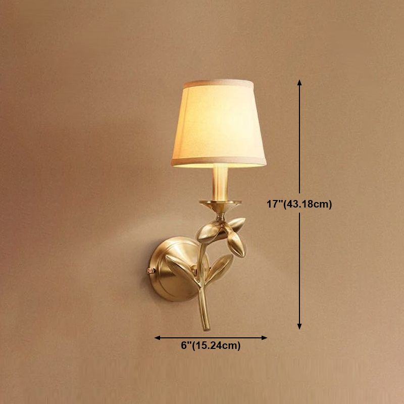 American Style Branch Wall Light Natural Burlap Shade Wall Sconce with Brass