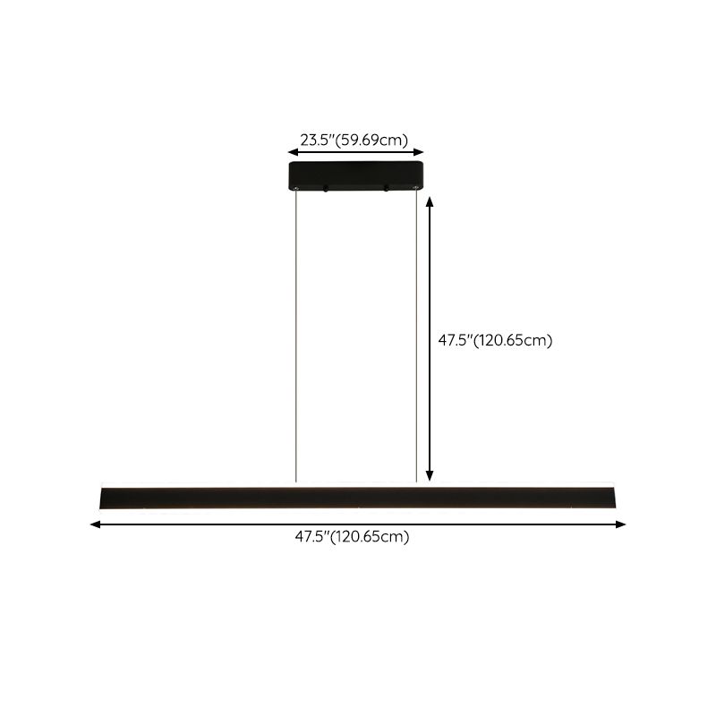 Minimalism Linear LED Hanging Pendant Lights in Black for Dining Room