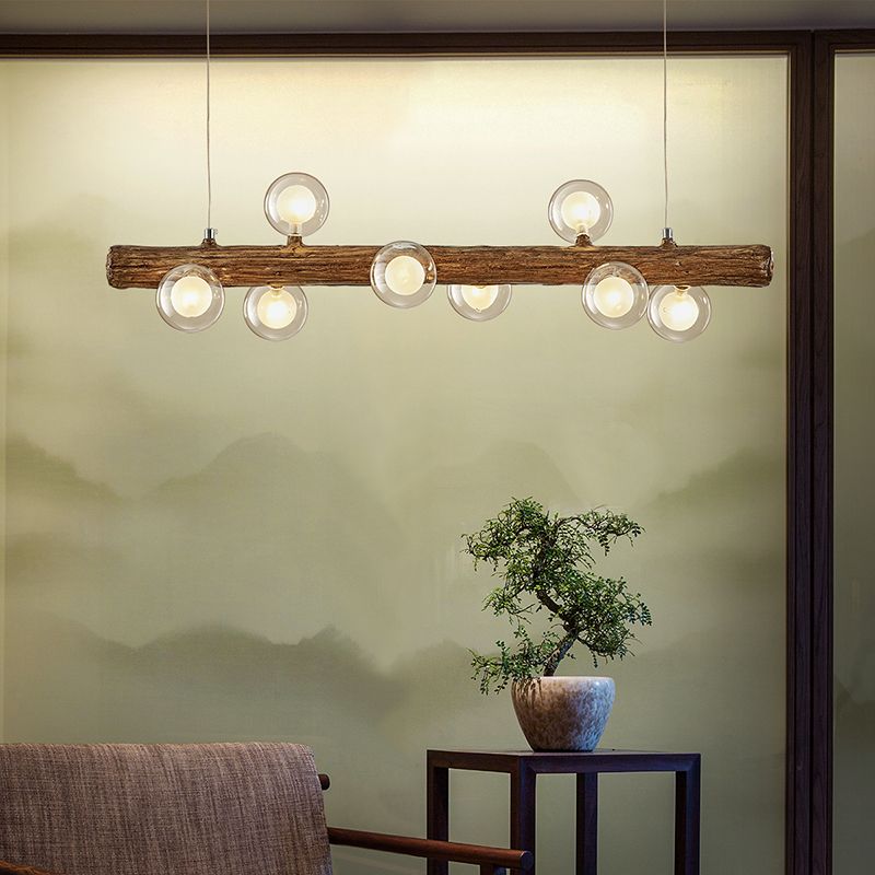 Accesorios de iluminación colgante de múltiples cabezas múltiples de araña con sombra de vidrio para comedor