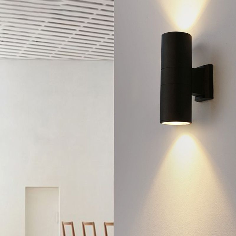 2 Light Cylindrical Wall Sconce Modern Style Metal Wall Lighting for Outdoor