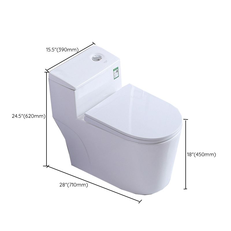 Contemporary 1 Piece Flush Toilet Floor Mounted White Toilet Bowl for Bathroom