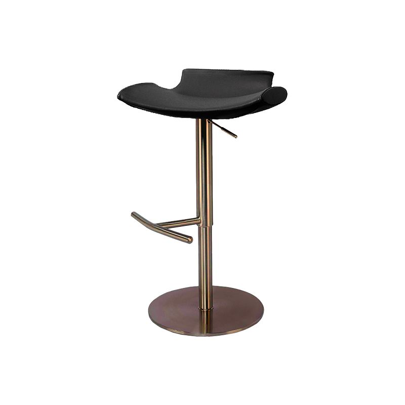 Contemporary Adjustable Backless Counter High Stool with Leather Cushion