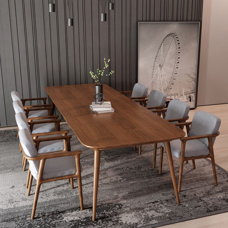 Rectangle Shape Simplicity Dining Table Solid Wood Fixed Table for Home