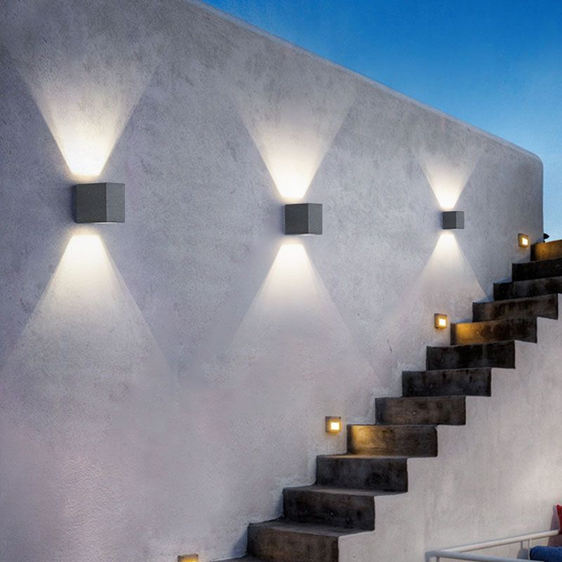 Cuboid Wall Light Farmture Moderne 1-licht grijze wandlamp met cementschaduw