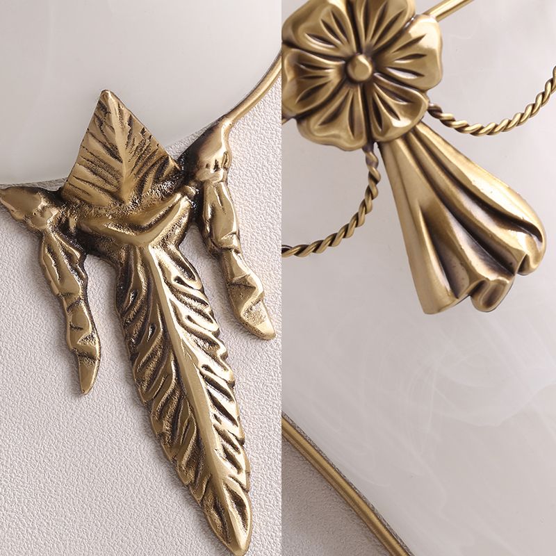 9,5 "/12,5" larges de trompette éclairage applique légère verme blanche en verre blanc 1 la lampe murale en laiton de tête pour le salon