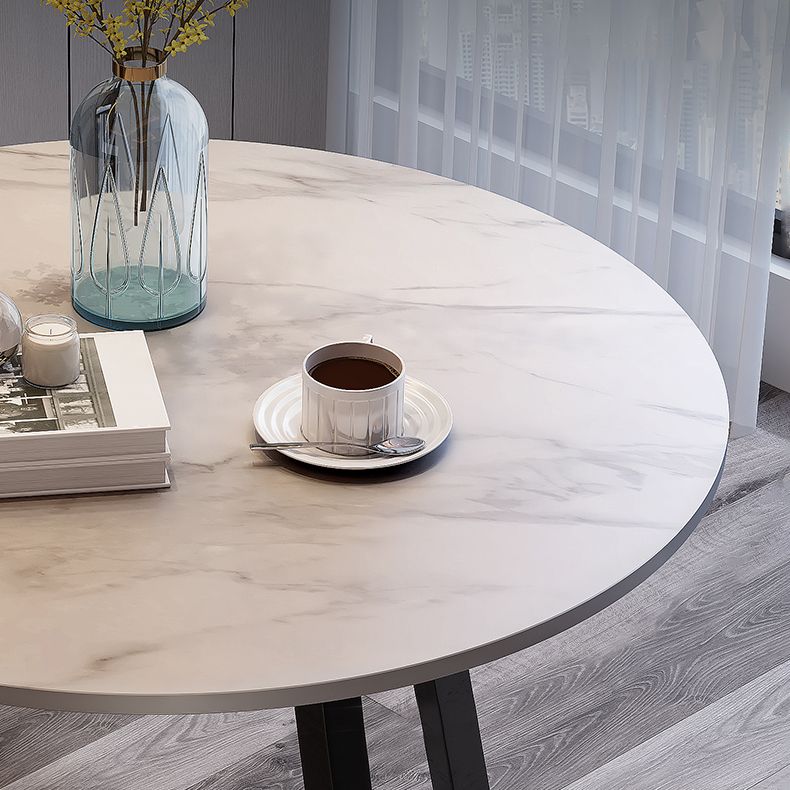 Traditioneller luxuriöser runder Esszimmer Tisch Sintered Steintisch mit doppelter Sockel