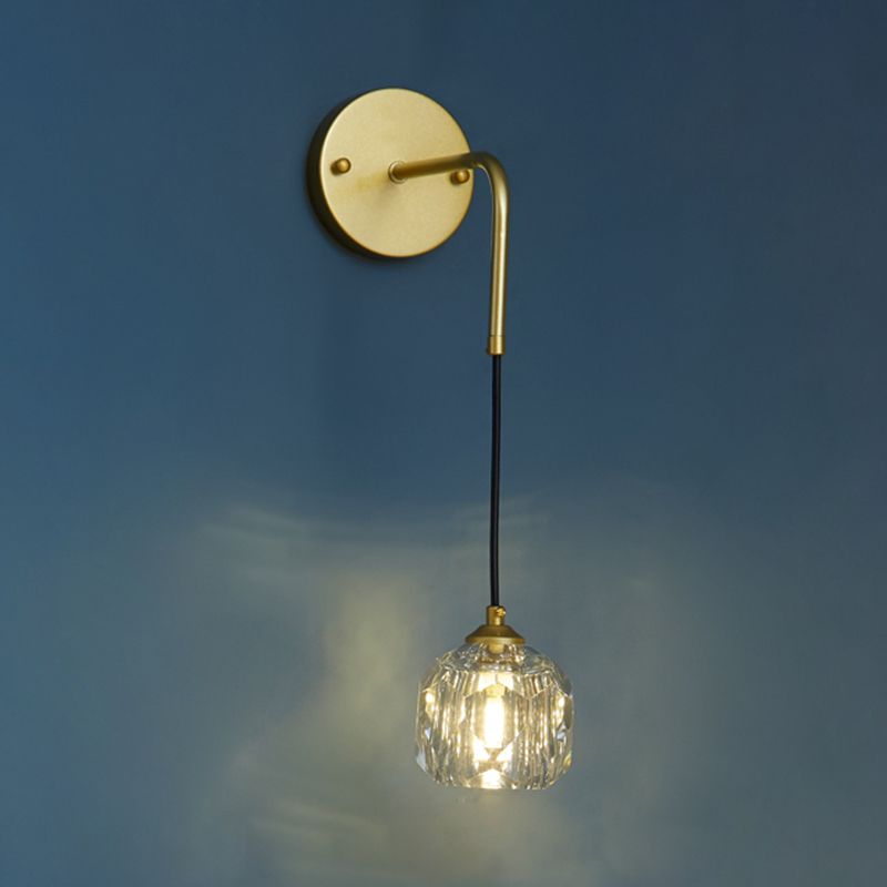 1-Light Contemporary Crystal Wall Sconce Armed Wall Light Lamp for Bedroom