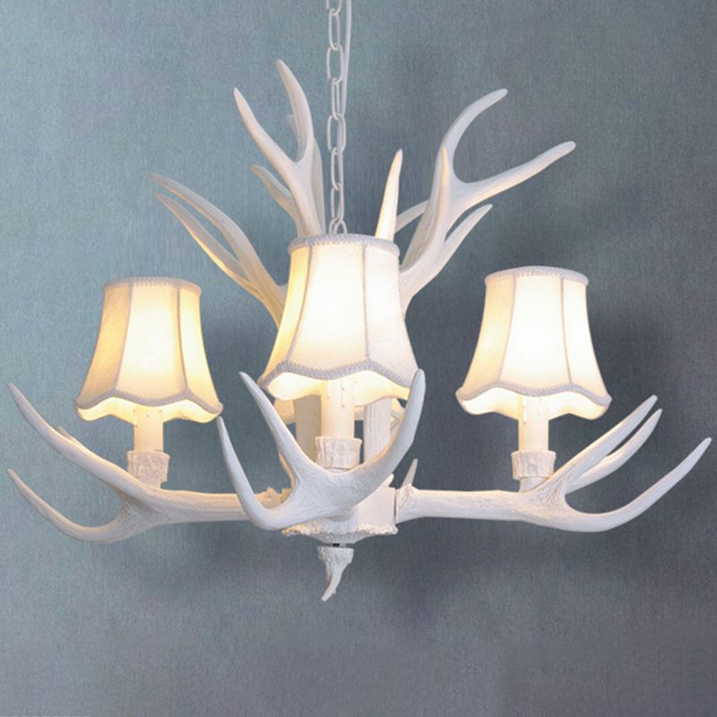 Classic Deer Horn Chandelier Pendant Light Resin Hanging Lighting for Living Room