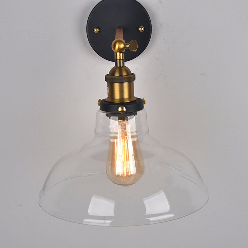 1 lumière en verre transparent en verre luminaire monté sur grange industrielle montant la lumière murale pour la salle et le foyer