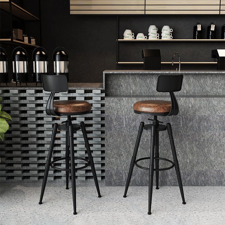 Rotating Barstool Industrial Style 4 Legs Bar Stool for Dining Room