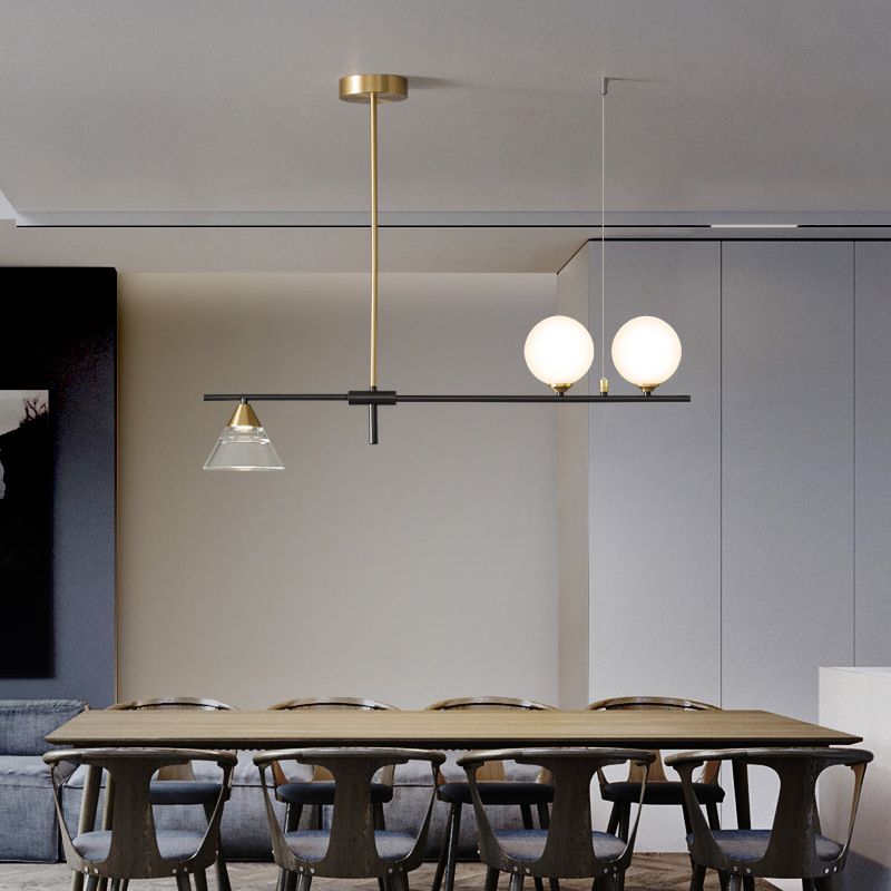 Glass Globe Island Pendant Lighting Modern Multiple-Light Island Light Fixtures