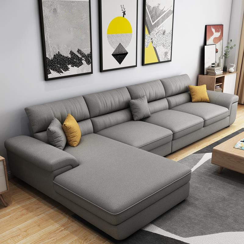 Scandinavian 4-seater Sectional with Pillow Top Arm for Apartment
