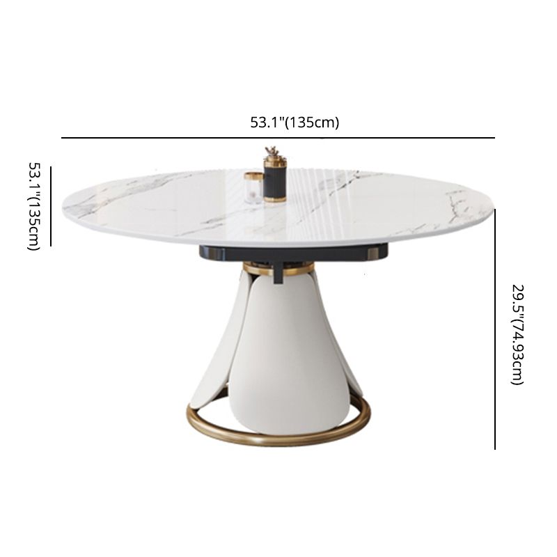 Nordic Round Sintered Stone Dining Table of 5/7 with Metal Base Foldable Dining Set for Restaurant