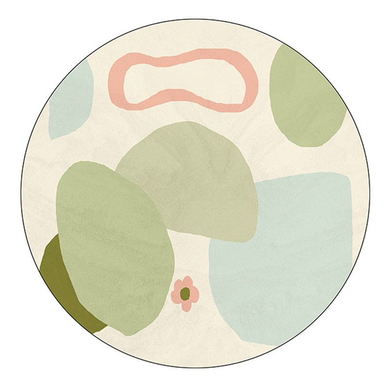 Green Nordic Rug Polyester Color Block Rug Stain Resistant Rug for Living Room