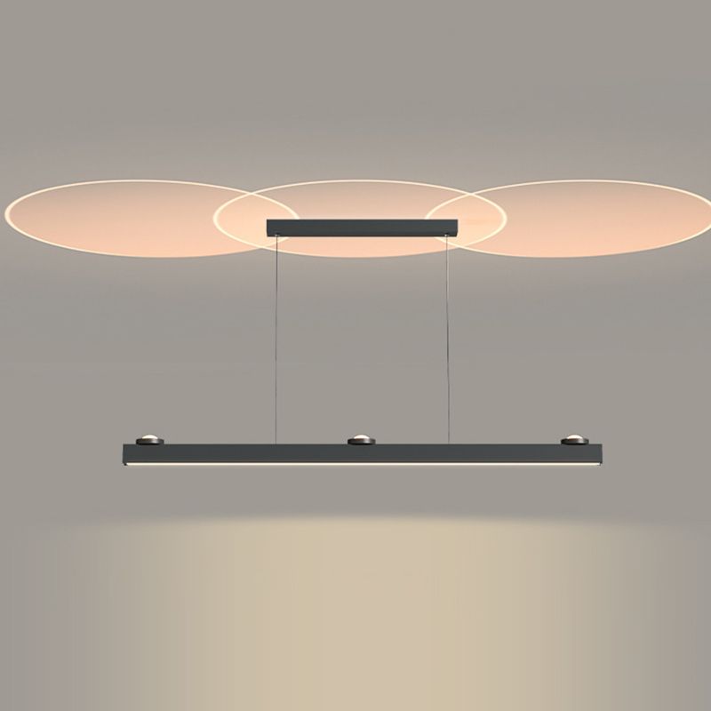 Linear Shape Metal Island Chandelier Modern Style 4 Lights Island Ceiling Light
