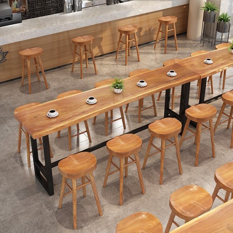 Modern 1/9 Pieces Bar Table Set Rectangle Pine Wood Counter Table with Stools for Cafe