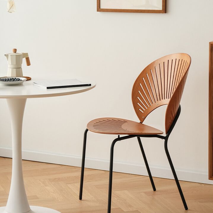 Modern Armless Dining Chairs Solid Wood Windsor Back Dining Side Chair