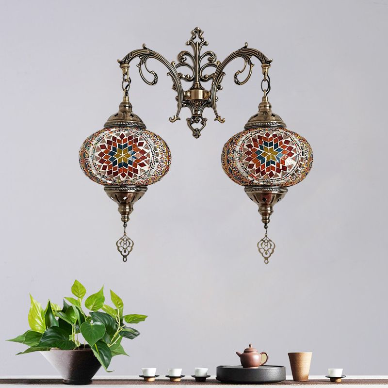 Turkse bol SCONCE LIMMUTE 2 BLIMBEN Handgebroken glazen wandmontage verlichting in wit/rood/roze