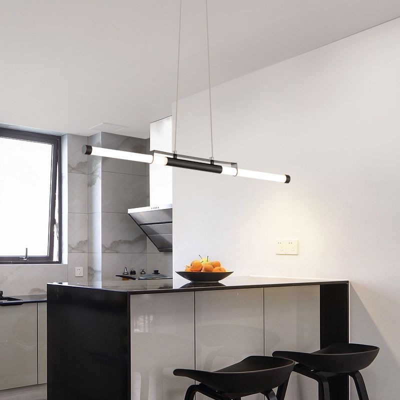 2-Light Linear Island Pendant Lighting Modern Metal Island Light Fixtures