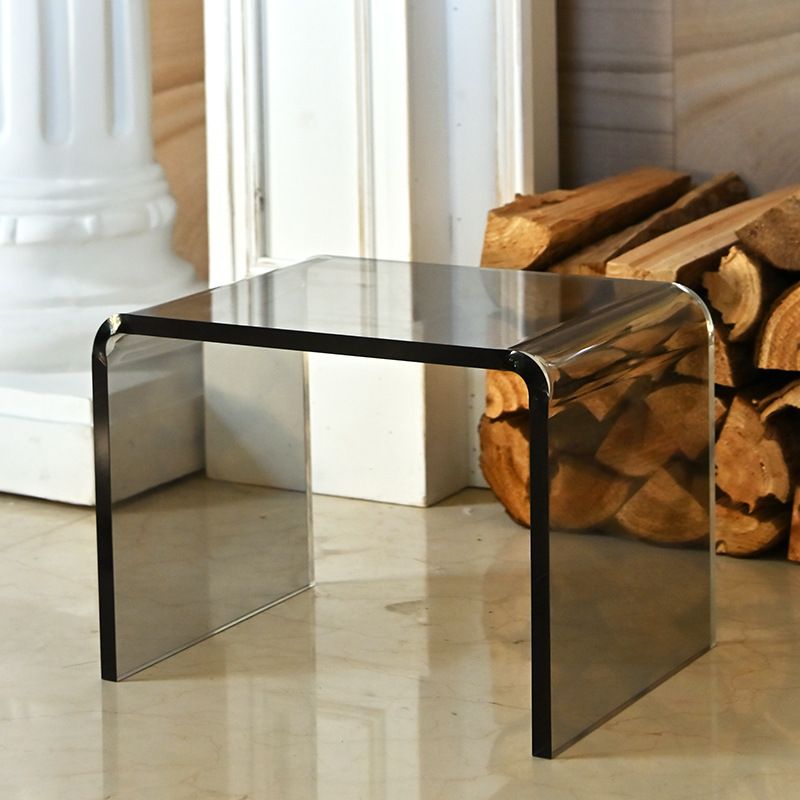 Modern Rectangular Glass Side End Table Sled Side Table for Living Room