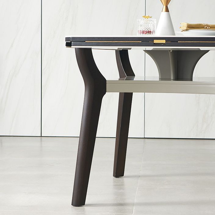 Modern Extendable Stone Drop Leaf Folding Square Dining Table for Dining Room