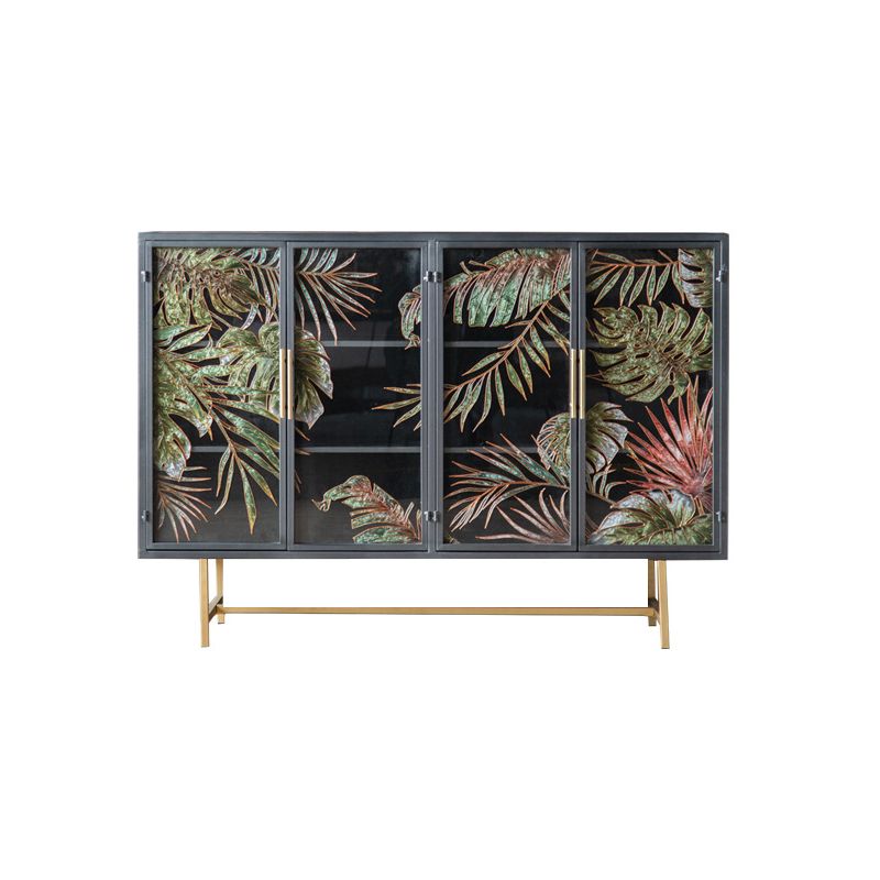 Iron 2/4 - Door Accent Cabinet Industrial Accent Cabinet with Wood Accents