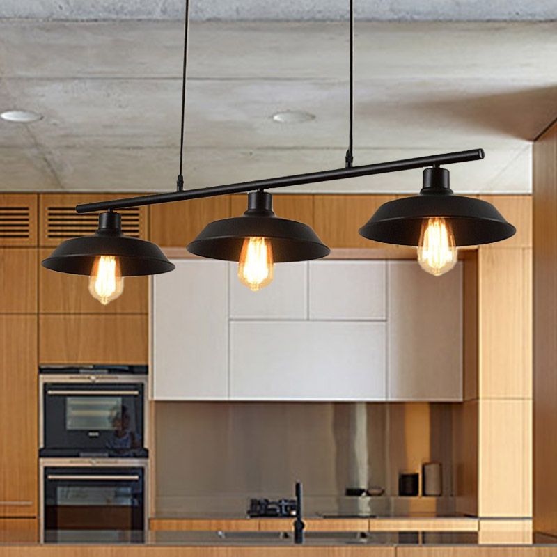3 Lámpara de metal de la luz almacén de lámpara de lámpara de lámpara de araña de araña de restaurantes negros