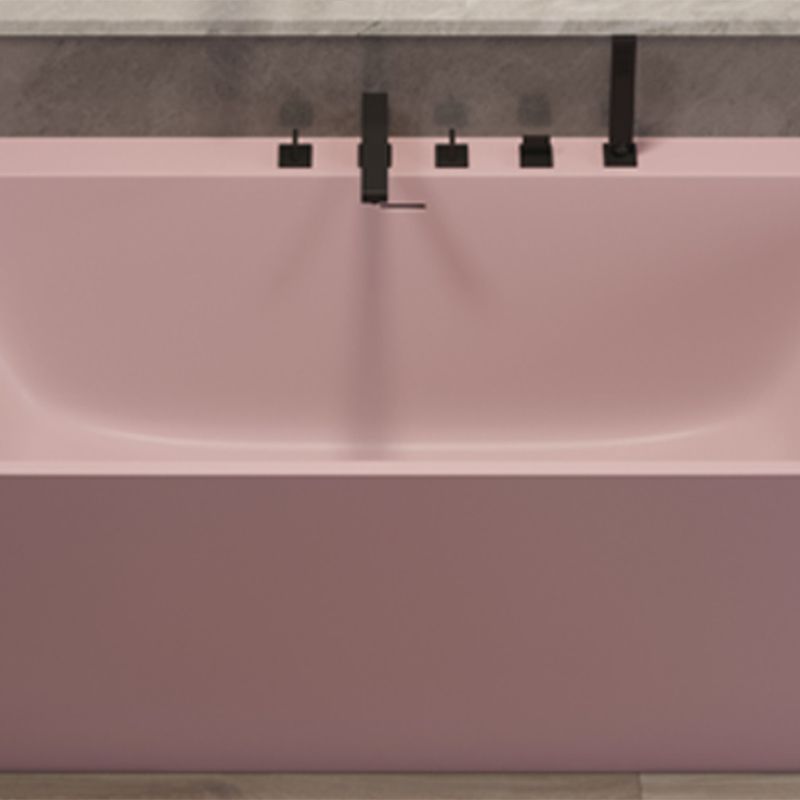 Modern Stone Soaking Bathtub Rectangle Back to Wall Bathtub With Faucet