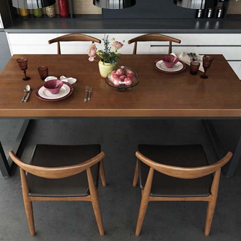 Solid Wood Top Table Rectangle Pine Wood Table with Sled Base