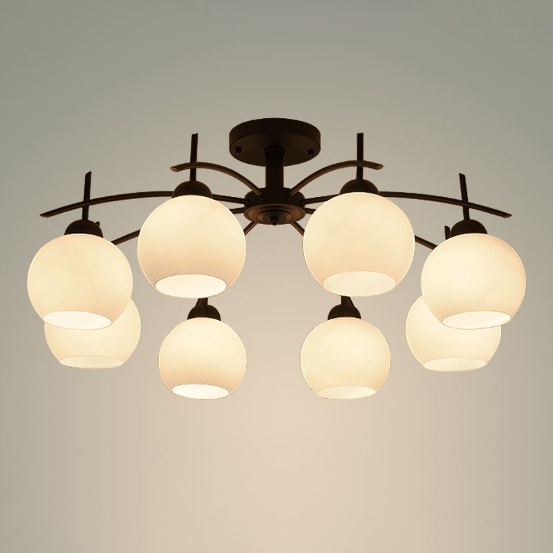 Moderne semi-inbouwlamp, eenvoudige plafondlamp met glazen kap voor salon