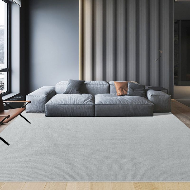 Modern Living Room Area Rug Solid Color Polyester Area Carpet Stain Resistant Rug