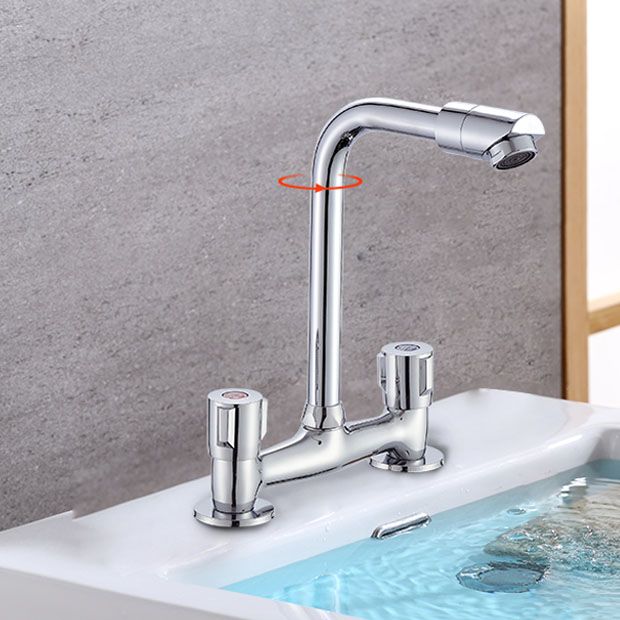 Modern Pre-Rinse Kitchen Faucet Brass Knob Handle Swivel Spout Kitchen Sink Faucet