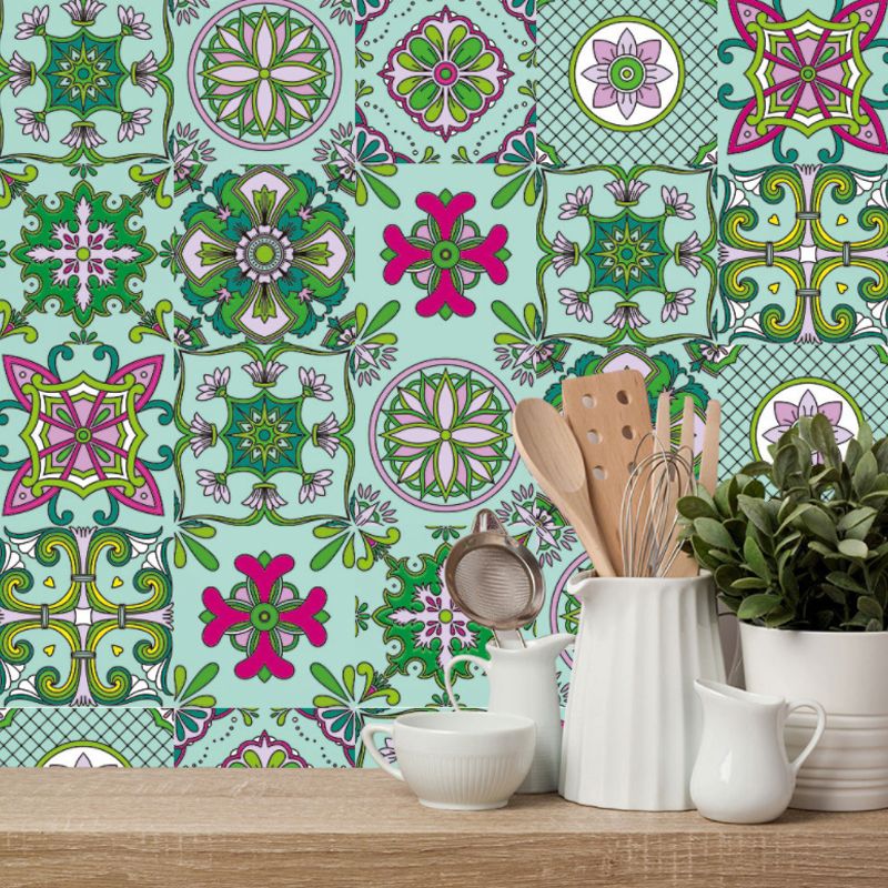 PVC Temporary Wallpaper Panel Boho Mandala Patterned Wall Art for Living Room, 10 Pieces