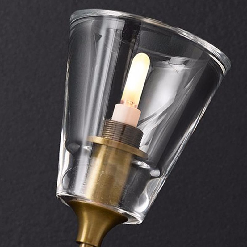 Black / Brass Finish crayon bras mur Wallchiere vintage métallique 1/2 lampe murale des ampoules avec une teinte en verre effilée transparent