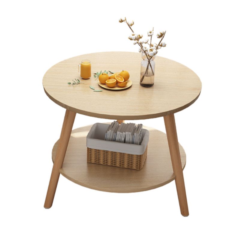 Contemporary 3 Legs End Table Round Wood Top Side Table for Living Room