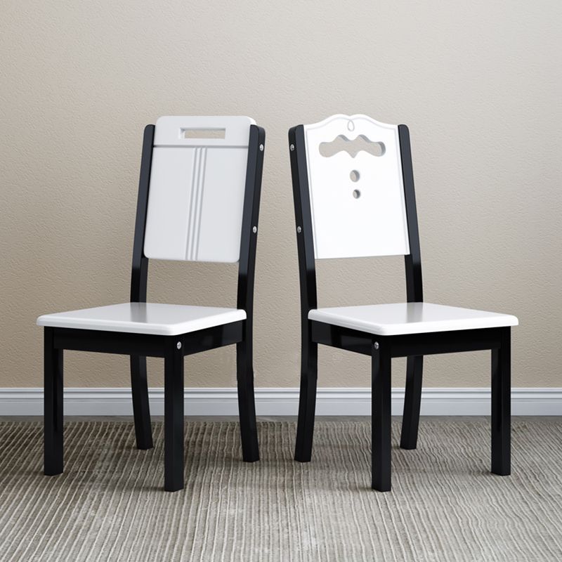 Silla de comedor industrial de madera para el hogar, silla auxiliar de comedor con respaldo abierto y sin brazos (juego de 2)