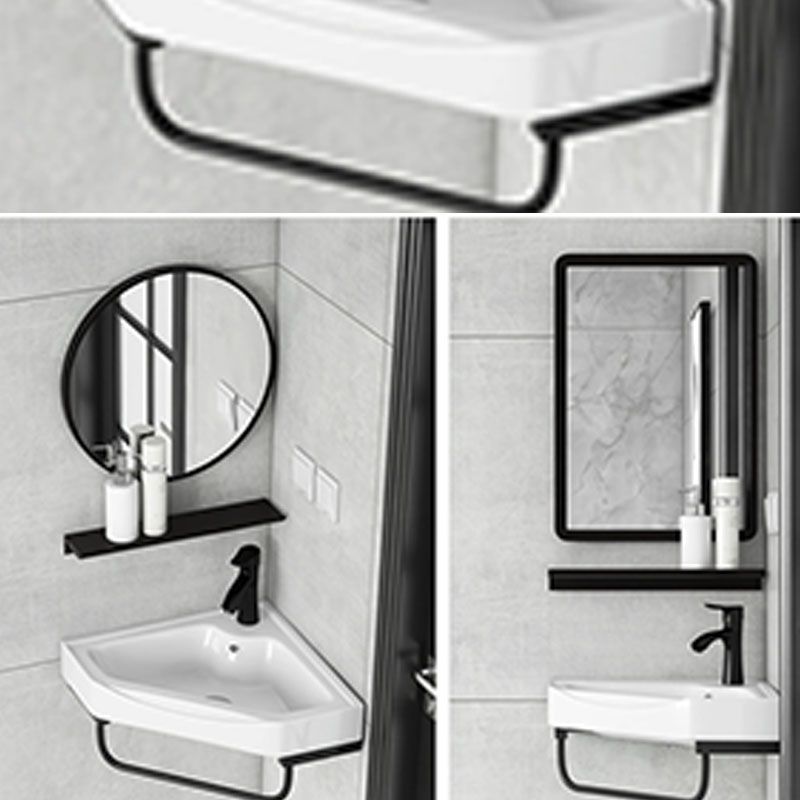 Contemporary Bathroom Sink with Pop-Up Drain Resin Specialty Wall Mount Bathroom Sink