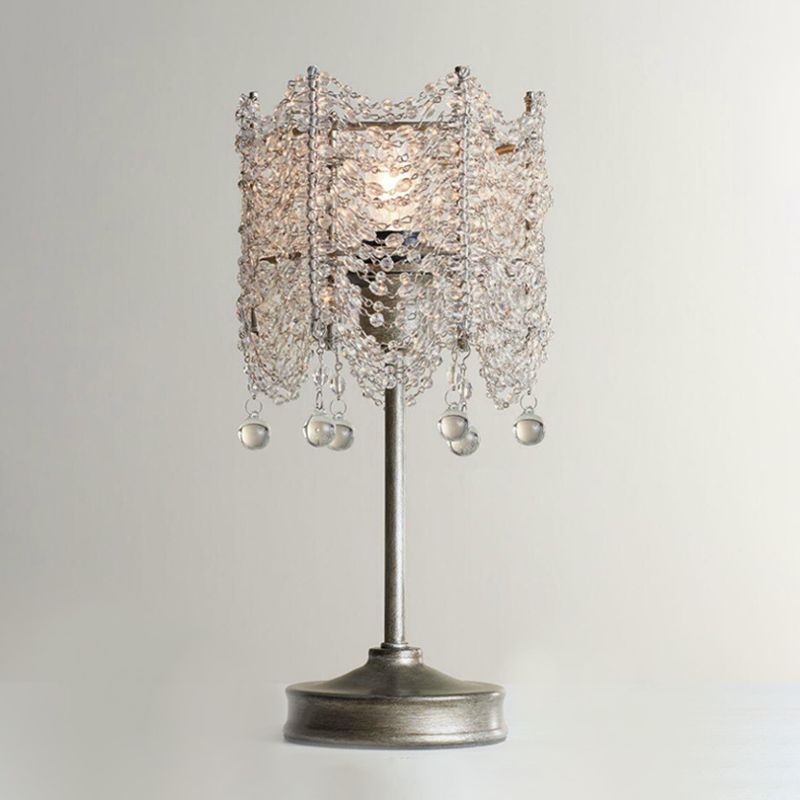 Éclairage de la table de brin de cristal hexagonal Traditionnel 1 Éclairage de table de chevet de chambre claire en argent / or