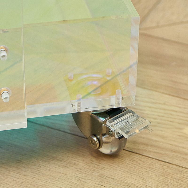 Modern Acrylic Rectangular End Table Double Tier Corner Table with Storage