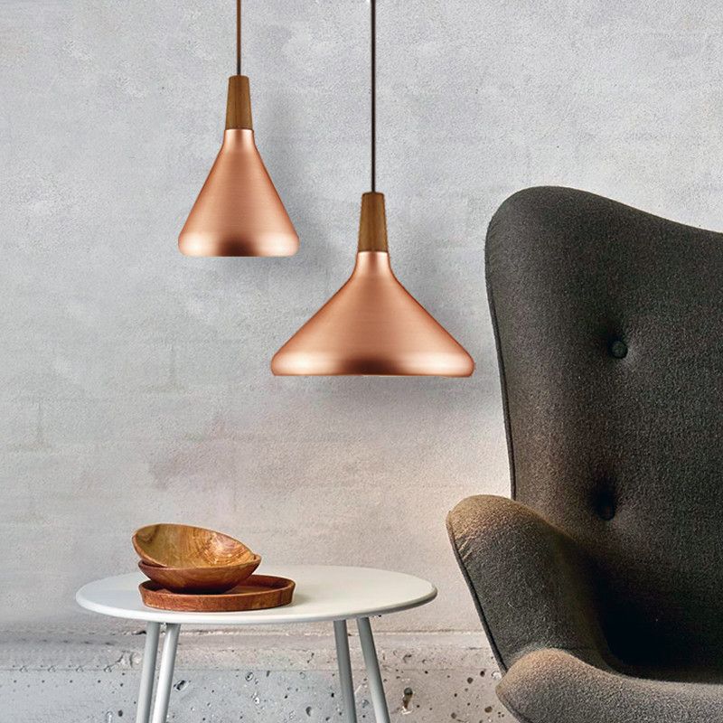 Conical Metal Suspension Lighting Nordic 1 Head Pendant Light Fixture for Dining Room