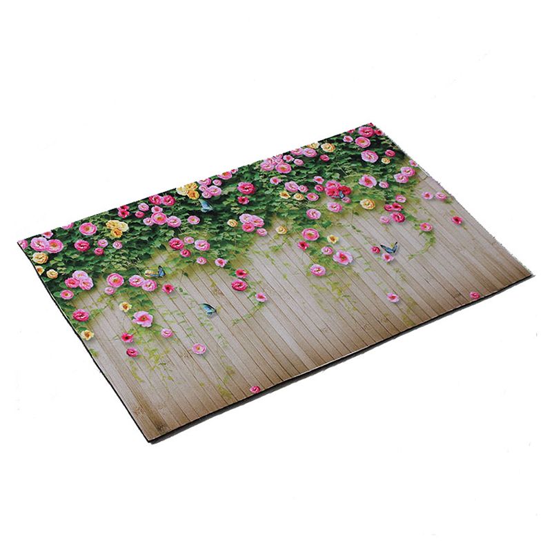 Modern Living Room Area Carpet Plant Pattern Polyester Area Rug Anti-Slip Washable Rug