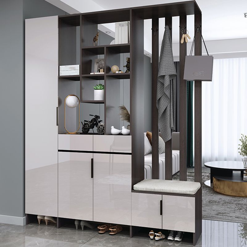 Modern Wooden 13.77" Wide Accent Cabinet with Drawers and Shelves
