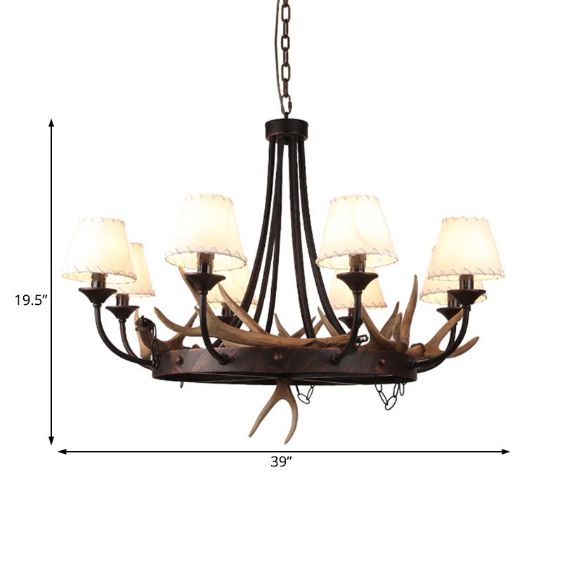 Salle à manger effilée lampe suspendue à la lampe traditionnelle 8 ampoules Brown Chandelier Pendant Light avec décoration de bois