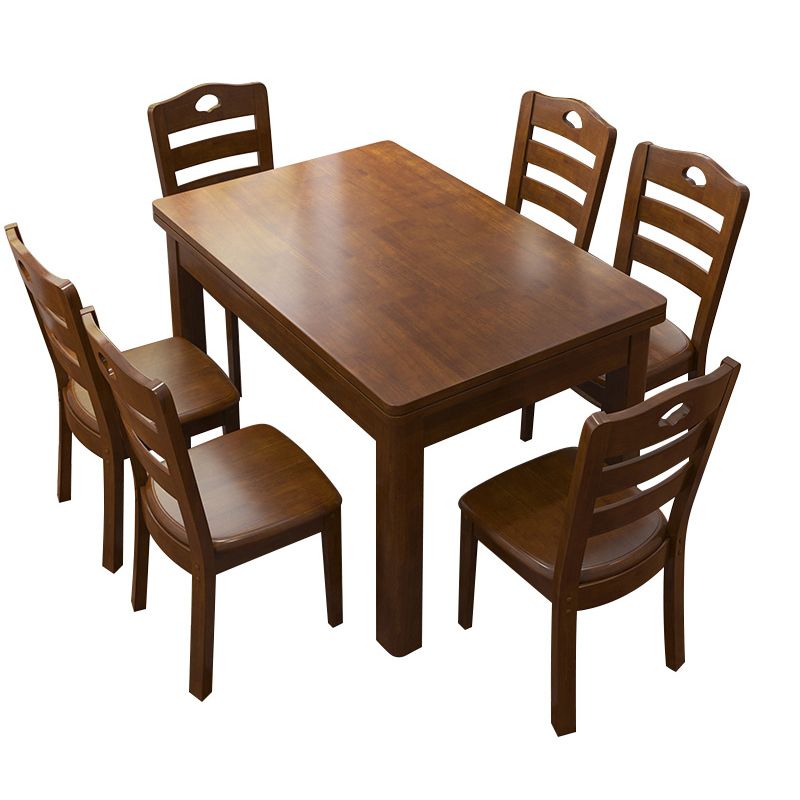 Traditional Standard Height Solid Wood Dining Table Rectangle Dining Room Set For Home