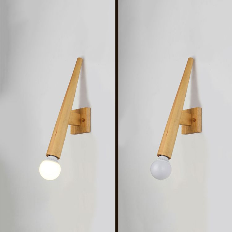 Japanese Style Wood Wall Light Geometric Shape Wall Sconce Lamp Fixture for Bedroom