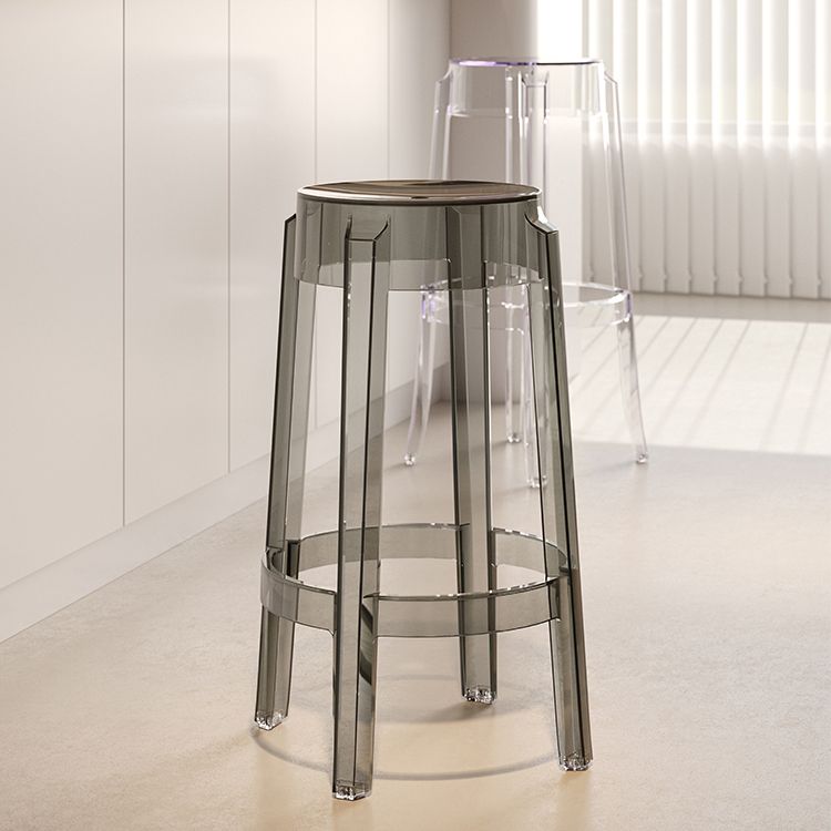 Contemporary Plastic Backless Counter High Stool with 4 Legs