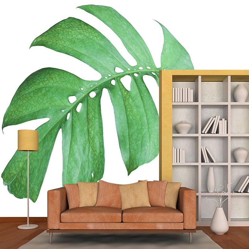 Tropical Leaf Plant Mural Stain Resistant Wall Covering for Room