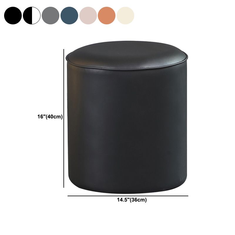 Contemporary Pouf Ottoman Genuine Leather Upholstered Solid Color Ottoman