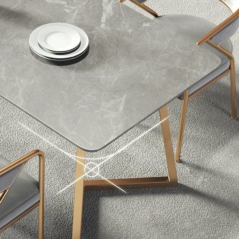 Metal Traditional Luxury Rectangle Dining Table with Sled Sintered Stone Table for Home